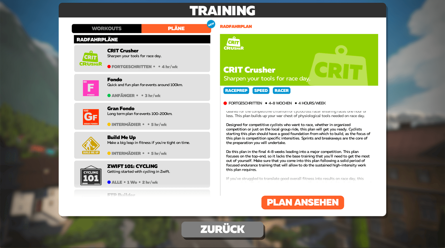 Zwift Trainingspläne